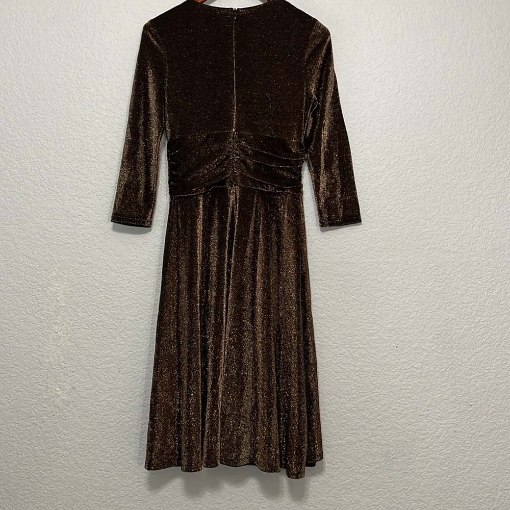 Eliza J Bronze Metallic Faux Wrap Dress - Picture 10 of 15